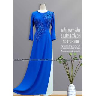 Áo Dài 2 Lớp 4 Tà Kết Ren Cườm Pha Lê AD4TDH360